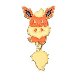 3 For $35 Pokemon Flareon Eeveelution Enameled Pin Brooch Hanging Moving Tail